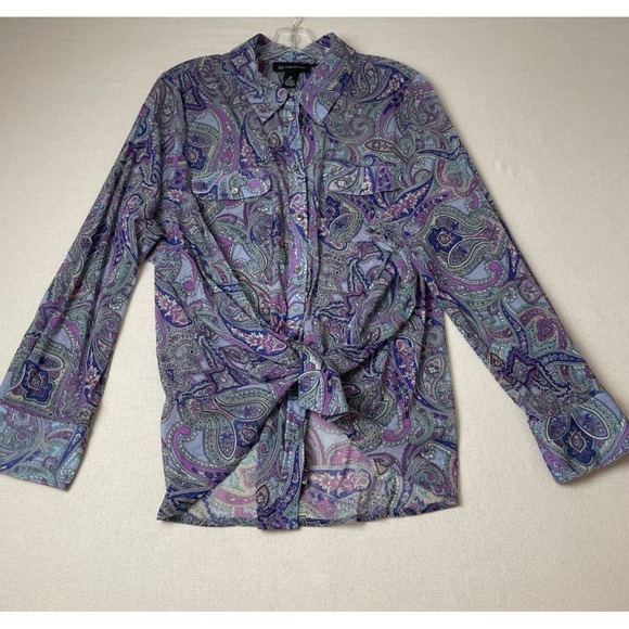 INC International Concepts Tops - INC International Concepts Women's Blouse 3X Whimsygoth Buttons Paisley Sheer